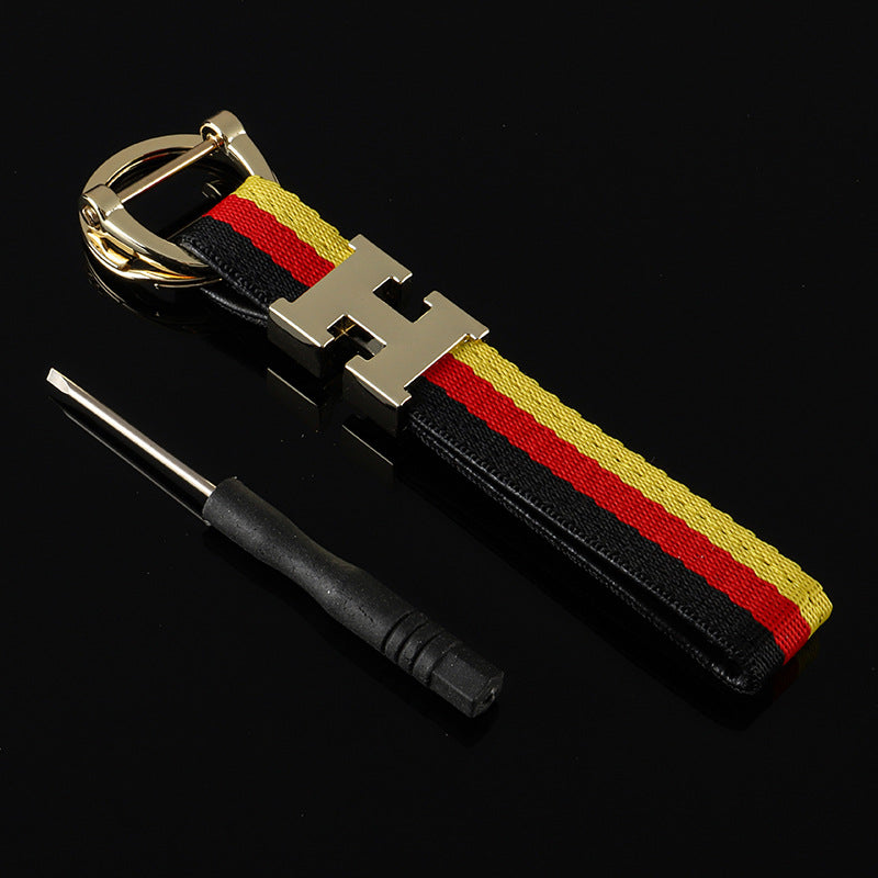 Wholesale 2pcs Tricolor Ribbon Zinc Alloy Keychain